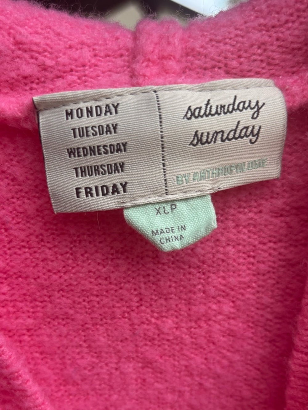 Anthropologie Saturday Sunday Twyla Tunic Sweater Dress Pink Hooded size XLP - Picture 6 of 7